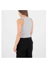 Kadın Fitted Halter Yaka Fitilli Kaşkorse Basic Düz Atlet Crop