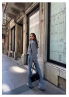 bysoca Kadın Gri Gömlek Yaka Fermuarlı Oversize Kısa Kalın Kaşe Ceket Kaban