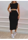 Kadın Iki Iplik Crop Etek Ikili Takım