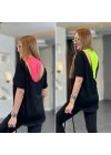Kadın İki İplik Kumaş Sırt Neon Detay Bluz