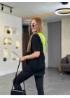 Kadın İki İplik Kumaş Sırt Neon Detay Bluz