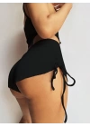 Kadın Ip Askılı Crop Bluz Ve Yanlardan Büzgülü Ikili Kaşkorse Short Takım