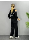 Kadın Ithal Burgu Kumaş Uzun Kollu Omuz Dekolteli Bluz Ve Pantolon Ikili Takım