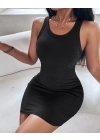 Kadın Kalın Askılı Bodycon Kaşkorse Mini Elbise