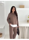 Kadın Kapşunlu Ve Atlet Detaylı Tunik Yüksek Bel Pantolunlu ıkılı Takım
