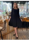 Kadın Kare Yaka Truvakar  Kol Fırsat ürün Midi Boy Elbise