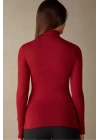 Kadın Kırmızı Balıkçı Yaka Uzun Kol Ipek Jarse Body