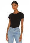 bysoca Kadın Siyah Bisiklet Yaka Kısa Kol Vücudu Saran Jarse Basic Tanga Bodysuit