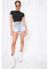 Kadın Kısa Kol Ipek Jarse Crop Top