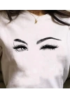 Kadın Kısa Kollu Bisiklet Yaka Göz Baskılı Süprem T-shirt