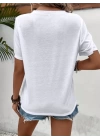 Kadın Kısa Kollu Bisiklet Yaka Göz Baskılı Süprem T-shirt