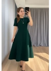 Kadın Kısa Kollu Bisiklet Yaka Maksi Boy Ithal Krep Elbise