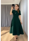 Kadın Kısa Kollu Bisiklet Yaka Maksi Boy Ithal Krep Elbise