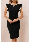 bysoca Kadın Günlük 237 Kuşaklı Örme Elbise - Saks - Saks