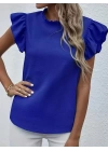 Kadın Kısa Kollu Fırfır Yakalı Bürümcük Bluz
