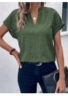 Kadın Kısa Kollu Hakim Yaka Sofya Bluz