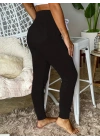 Kadın Kısa Kollu Madonna Yaka Viskon Crop Bluz Cepli Iki Iplik Eşofman Takım