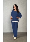 Kadın Kısa Kollu Omuzlardan Açık Yarasa Kollu Bürümcük Bluz Ve Pantolon Ve Viskon Atlet