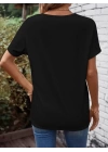 Kadın Kısa Kollu önden çapraz Detay V Yakalı Viskon Bluz