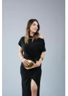Kadın Kısa Kollu Tek Omuzdan Açık Beli Lastikli Sandy Maxi Elbise