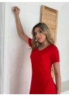 Kadın Kısa Kollu V Yaka Maxi Boy Elbise 124 Cm