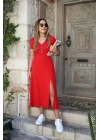 Kadın Kısa Kollu V Yaka Maxi Boy Elbise 124 Cm