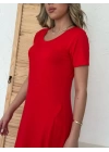 Kadın Kısa Kollu V Yaka Maxi Boy Elbise 124 Cm