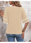 Kadın Kısa Kollu V Yakalı Viskon Bluz