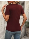 Kadın Kollu V Yakalı Omuzlarda çizgi Detaylı Viskon Bluz