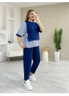 Kadın Kristal 2 Iplik Kumaş Yanları çizgili Takım