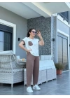 Kadın Kristal Kumaş Garnili Cep Detaylı Ikili Takım