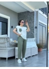 Kadın Kristal Kumaş Garnili Cep Detaylı Ikili Takım