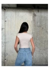 Kadın Likralı Basic Crop Tişört