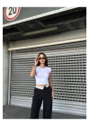 Kadın Likralı Basic Crop Tişört