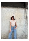 Kadın Likralı Basic Crop Tişört