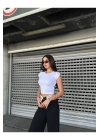 Kadın Likralı Basic Crop Tişört