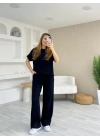Kadın Modal Kumaş V Yaka Tişört Ve Bol Kesim Pantolon Ikili Takım