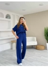Kadın Modal Kumaş V Yaka Tişört Ve Bol Kesim Pantolon Ikili Takım