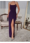Kadın Omuz Askılı Derin Yırtmaç Detay Maxi Boy Elbise