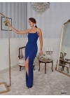 Kadın Omuz Askılı Derin Yırtmaç Detay Maxi Boy Elbise