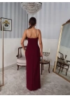 Kadın Omuz Askılı Derin Yırtmaç Detay Maxi Boy Elbise