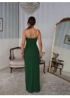 Kadın Omuz Askılı Derin Yırtmaç Detay Maxi Boy Elbise