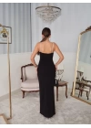 Kadın Omuz Askılı Derin Yırtmaç Detay Maxi Boy Elbise