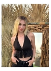 bysoca Kadın Siyah Halter Yaka Sırtı Önü Bağlamalı Derin V Yaka Dekolteli Fırfırlı Keten Crop Bluz