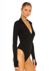 Kadın Parmak Geçmeli Polo Yaka Roma Ipek Jarse Bodysuit