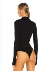 Kadın Parmak Geçmeli Polo Yaka Roma Ipek Jarse Bodysuit