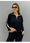 Kadın Polo Yaka Paça Yırtmaçlı Ribanalı İkili Takım
