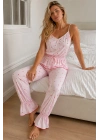 Kadın Regular Kalıp Örme Kumaş Pembe Pijama Takımı