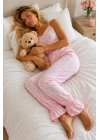Kadın Regular Kalıp Örme Kumaş Pembe Pijama Takımı