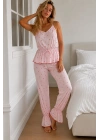 Kadın Regular Kalıp Örme Kumaş Pembe Pijama Takımı